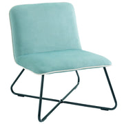 Easycomfort Poltrona in Velluto Stile Nordico Senza Braccioli con Base in Metallo Incrociata, 55x69x68cm, Verde