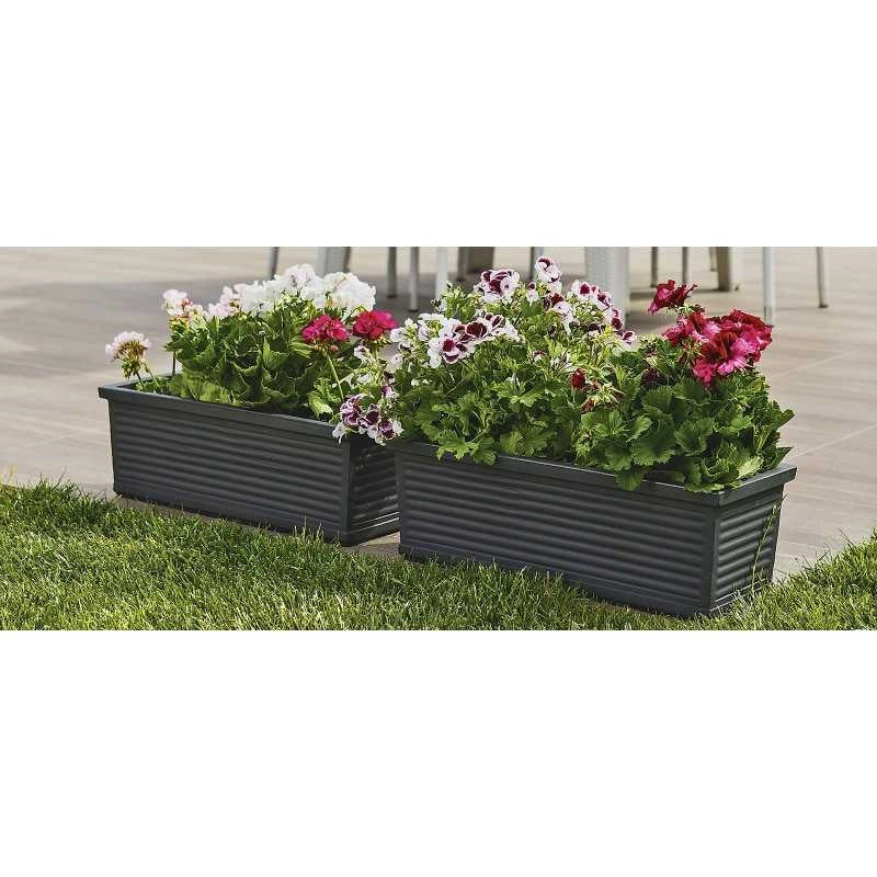 Vaso Fioriera decorativa classica tradizionale 40x22 H20 in polimero resistente antracite per piante per giardini e terrazze - Made in Italy - Monacis
