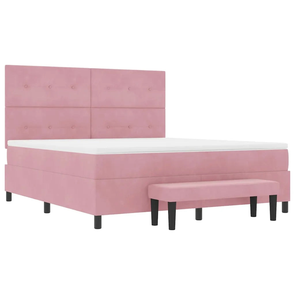 Letto a molle con testiera Rosa 200 x 180 cm Velluto 3344533