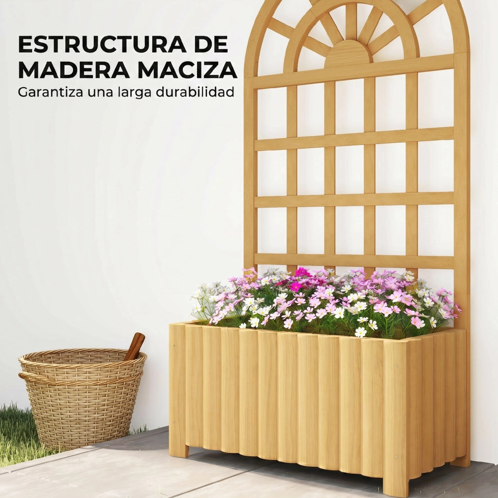Vaso per Piante con Griglia in Legno 60x30x120 cm ¨C zephmum ¨C Naturale