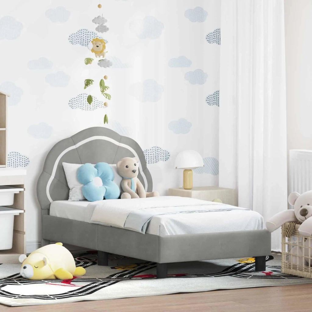 Struttura letto per bambini con testata Grigio Chiaro Velluto