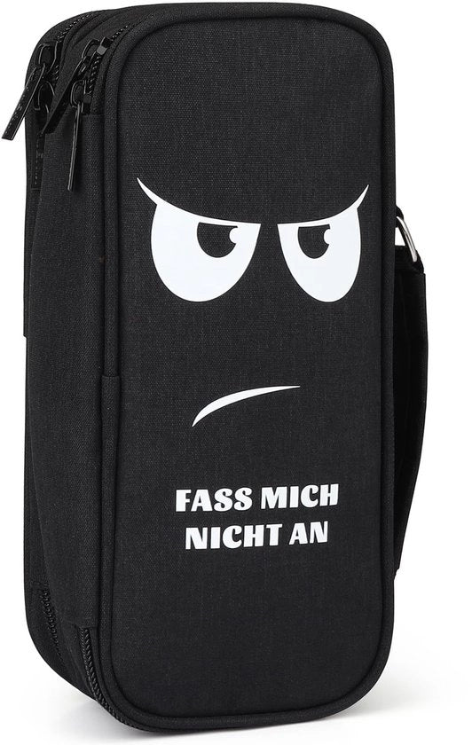 Etui nero con grande capacità e organizzatore, 5 compartimenti, etui per bambini, scuola e ufficio.
