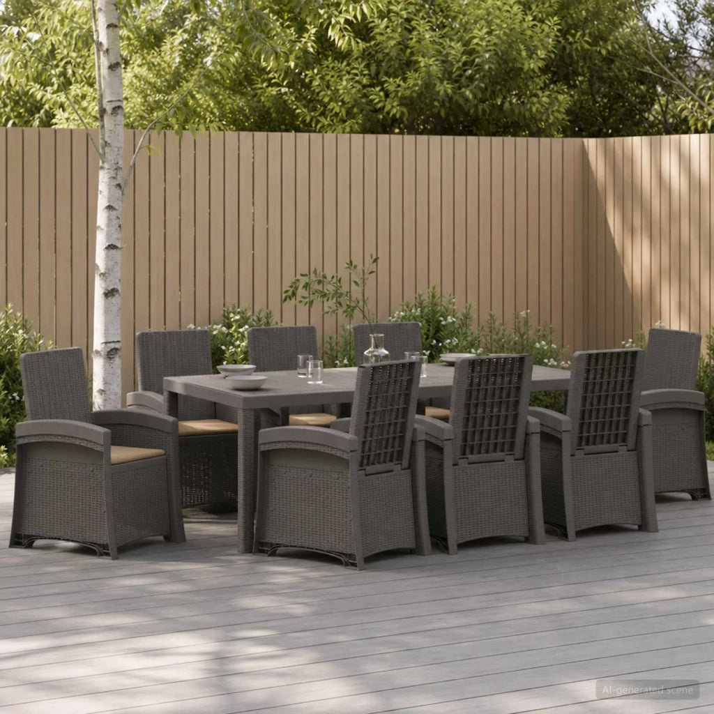 Set da Pranzo per Giardino 9 pz Grigio chiaro e Tortora PP 3430165