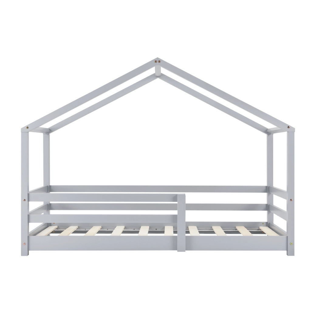 Letto per Cameretta Knätten a Casetta 80 x 160 cm con Sponde - Grigio Chiaro [en.casa]
