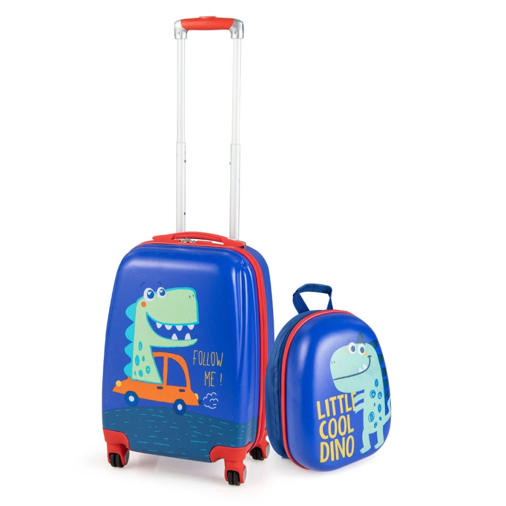 Valigie rigide con rotelle e maniglia retrattile, Set di valigie e zaini per bambini dai 3 ai 10 anni Blu-Bagagli e borse