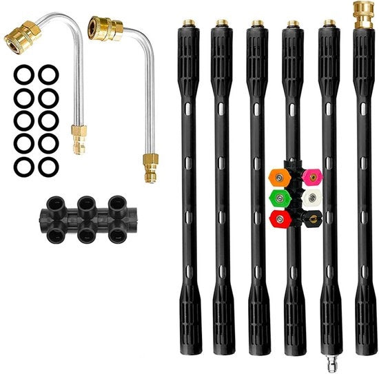 Hogedrukreiniger a pistola a alta pressione manubrio di pulizia asta di estensione 1/4 connessione rapida manubrio curvo set di getti.