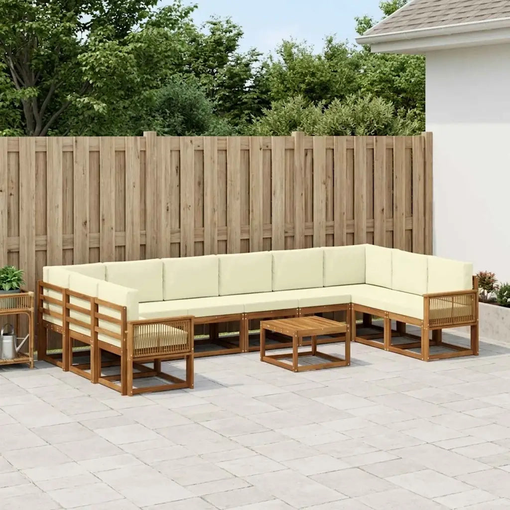 Set di divani da esterno con cuscino 11 pcs Naturale e Crema 3385596