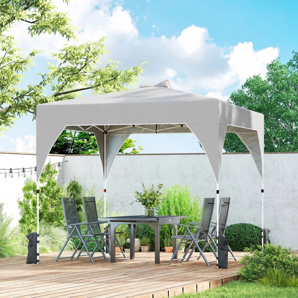 Tenda da giardino pieghevole 3x3 m ¨C zephmum ¨C grigio con sacchi di sabbia e ruote