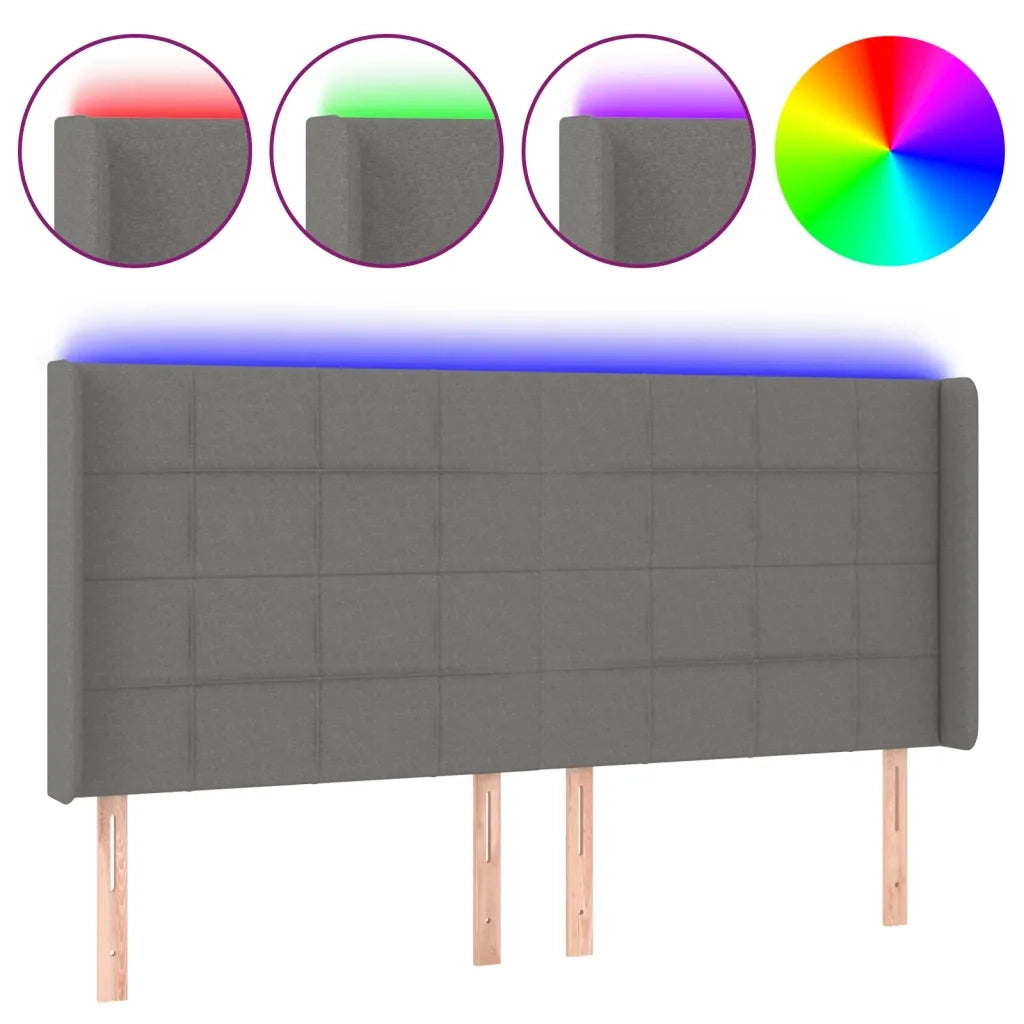 Testiera a LED-Testata con LED GrigioScuro 183x16x118/128cm inTessuto 625866