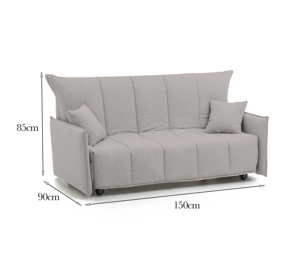 Divano Letto Alaric, Divano a 2 posti, Made in Italy, SofÒ  Soggiorno con apertura a carrello con apertura a carrello, in tessuto imbottito, con Braccioli standard, cm 150x90h85, colore Beige