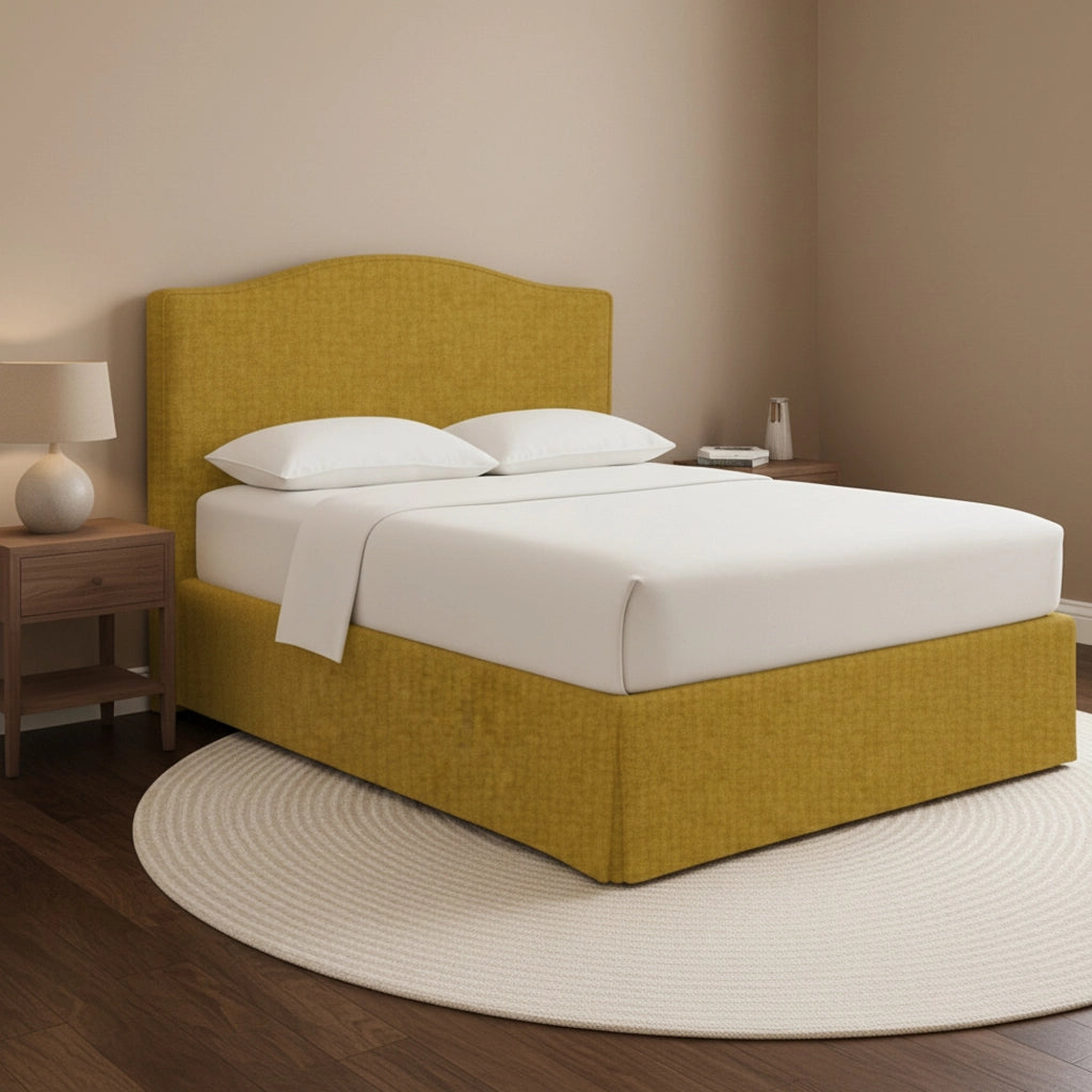 Bebington, Letto Matrimoniale Sfoderabile Made in Italy, Giallo Ocra