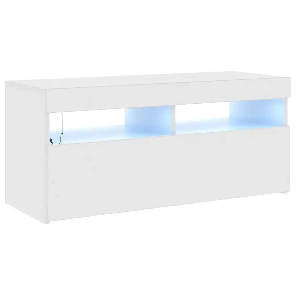 Mobile Porta TV con Luci LED Bianco Lucido 90x35x40 cm 804388