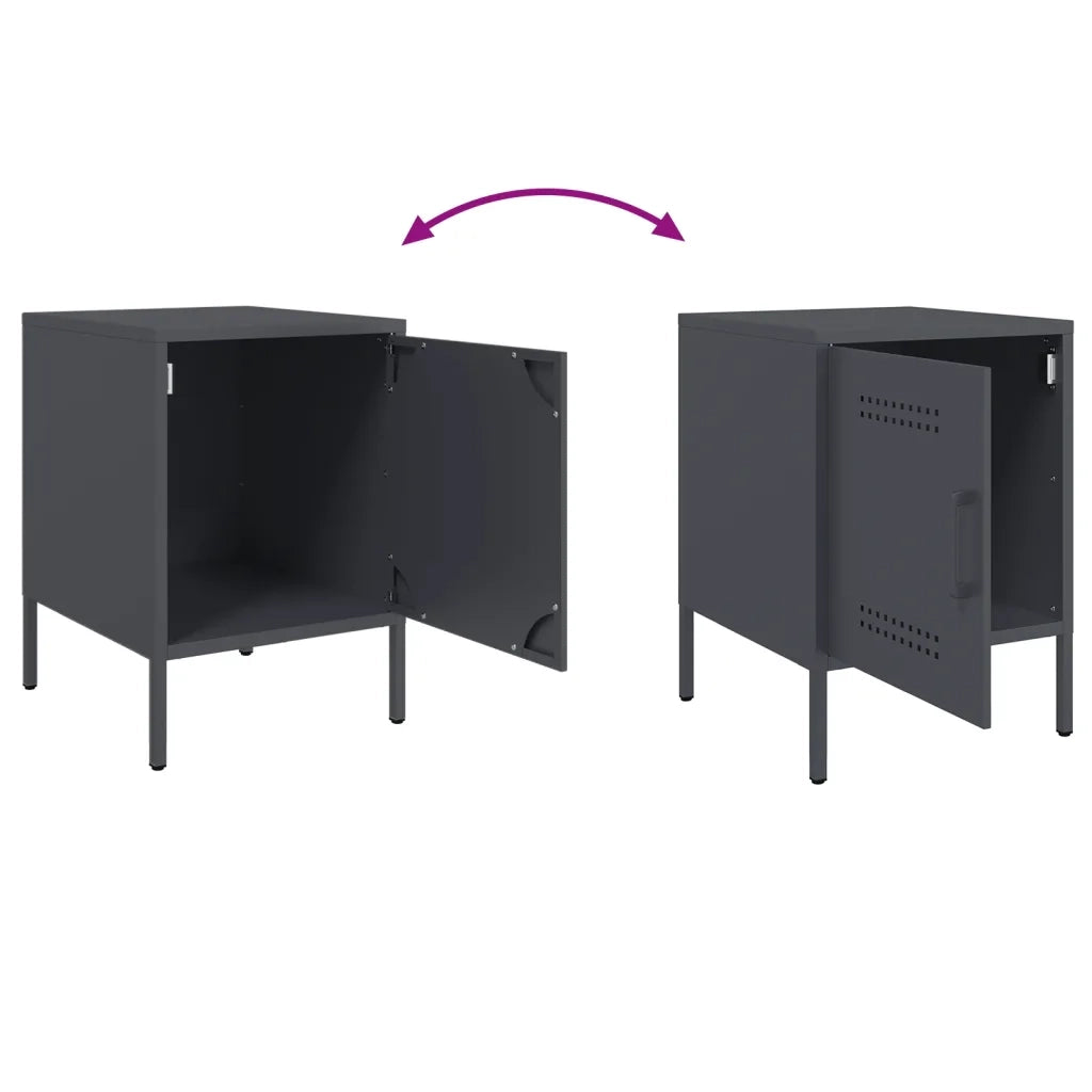 Set di 2 Comodini | Armadio da Notte | Mobiletto da notte Antracite 36x39x50,5 cm in Acciaio