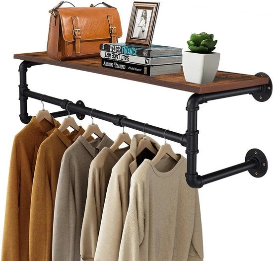 Kapstok a Sostegno - Appeso - Appoggio Abito - Hanger a Parete - Con Pannello - Cabina Armadio - Industriale - 100x25x22CM
