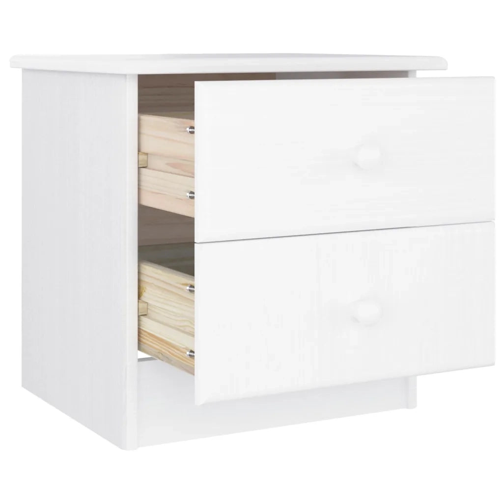 Comodino ALTA Bianco 41x35x41 cm in Legno Massello di Pino 353916