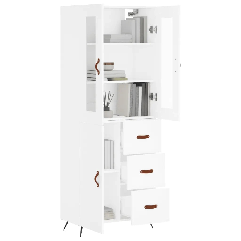 Credenza-Buffet-Armadio da cucina Bianca 69,5x34x180 cm in Legno Multistrato 525377