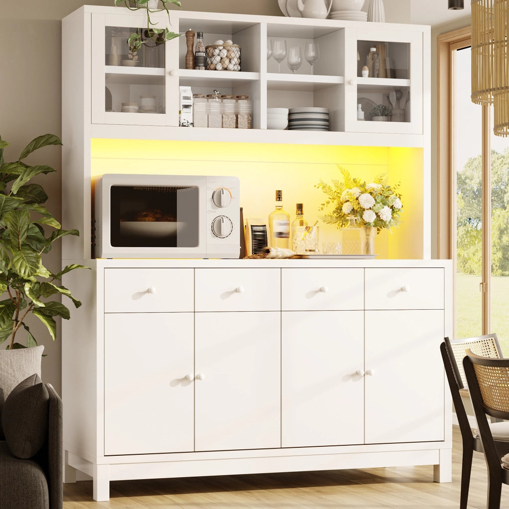 ARMADIO ALTO BUFFET 140x38,5x180 cm Bianco MDF con LED RGB