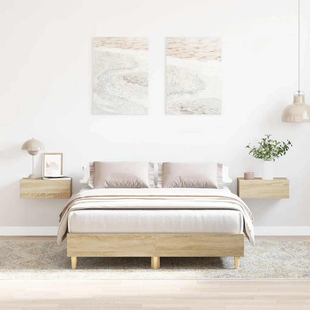 Letto matrimoniale | Letto per adulti | Giroletto senza Materasso Rovere Sonoma 120x200cm in Truciolato