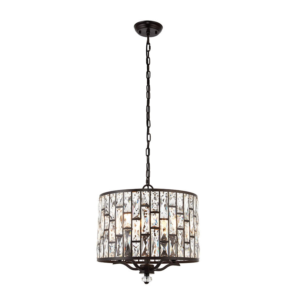 Lampadario Belle tondo cristallo bronzo scuro 5xE14 Endon