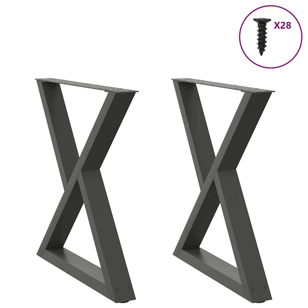 Set di 2 gambe per tavolo da pranzo componibili 70 x 73 cm con piedini regolabili design moderno in acciaio antracite 02_0057012