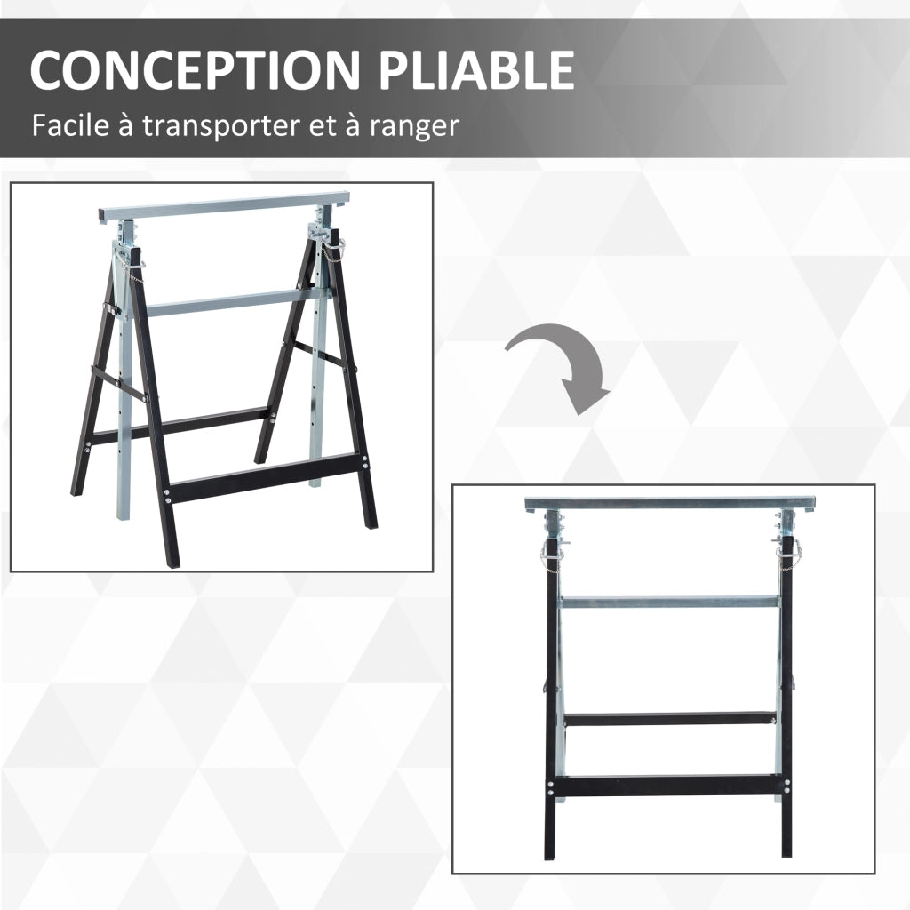 Tavolo Pieghevole Regolabile ¨C Zephmum ¨C Nero 80-130 cm