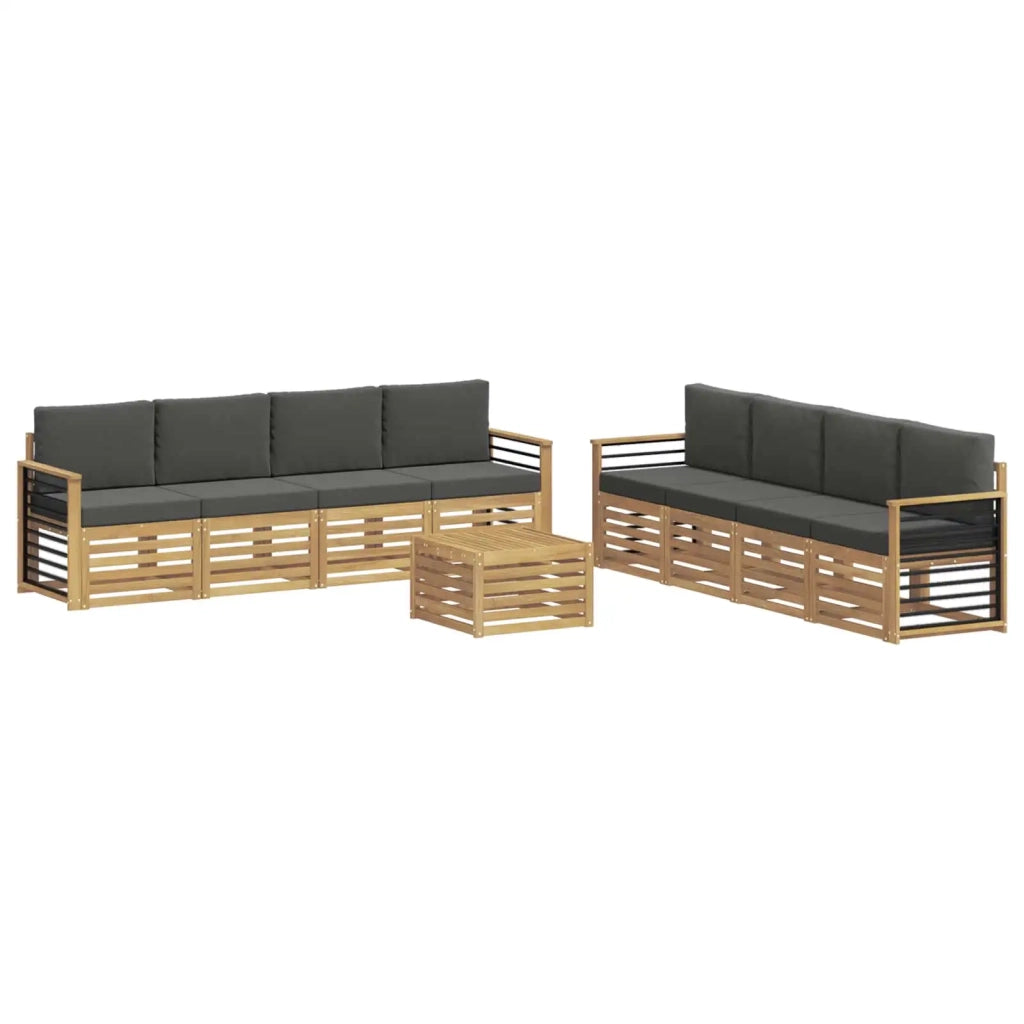 Set divani con cuscino 9 pcs Bianco e Antracite Poliestere