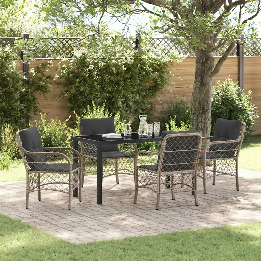 Set da Pranzo per Giardino 5 pcs Grigio chiaro polyrattan 3380241