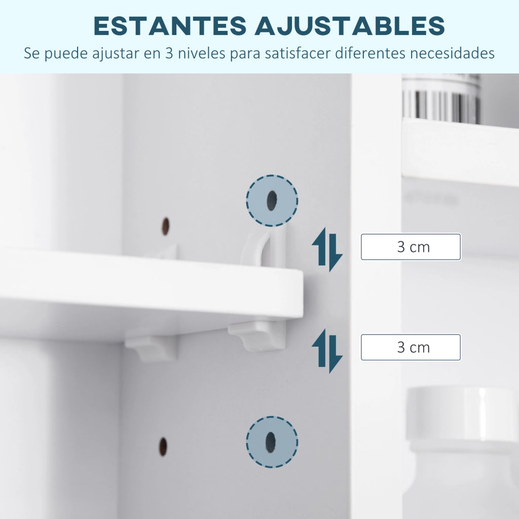 Armadietto Bagno con Specchio Ante e Ripiani ¨C Zephmum ¨C Bianco 100x15x70 cm