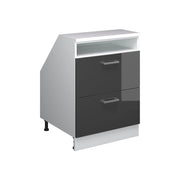 Mobile sottotetto Rion Antracite lucido/Bianco 60 x 83.8 cm con 2 cassetti, carcassa 60 cm profondità Vicco