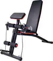 Banca per allenamento - Alta regolabile - Multifunzionale - Estensione delle gambe - Preparazione del pettorale - Flessione - Regolabile - Con elastico - Nero