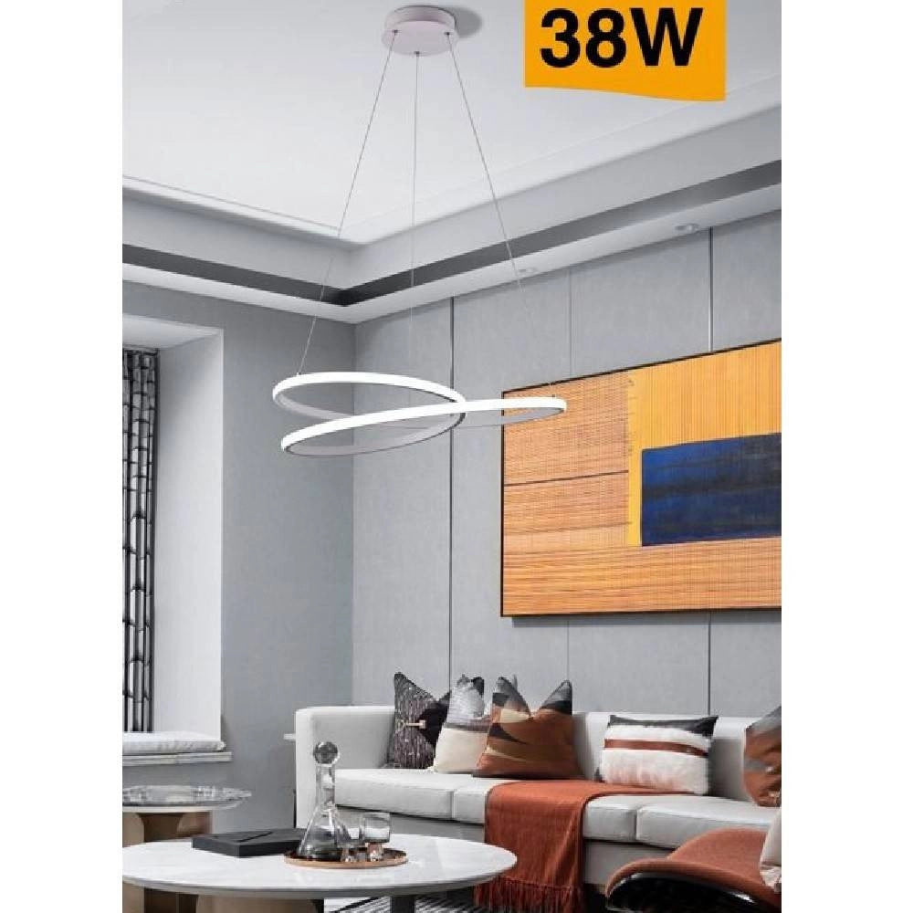 Trade Shop - Lampadario Moderno A Sospensione Led Striscia Continua 38w Luce 6500k 4000k B62-b - -bianco Freddo      -