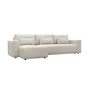 Divano letto angolare reversibile con contenitore in velluto a coste,
