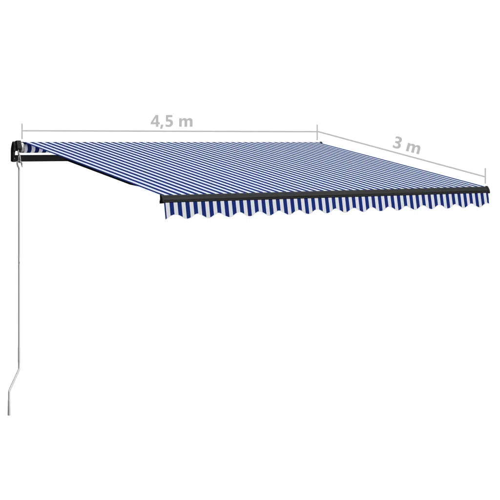 Tenda da Sole Retrattile Manuale-Tenda parasole per Patio 450x300 cm Blu e Bianca