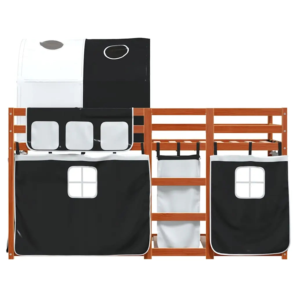 Letto a Castello senza Materasso Bianco e Nero 80x200cm in Pino
