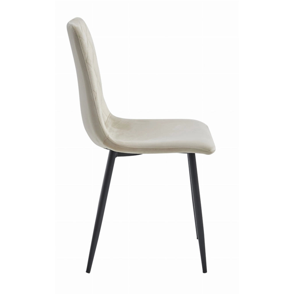 Sedia Turin in velluto beige con gambe in metallo nero