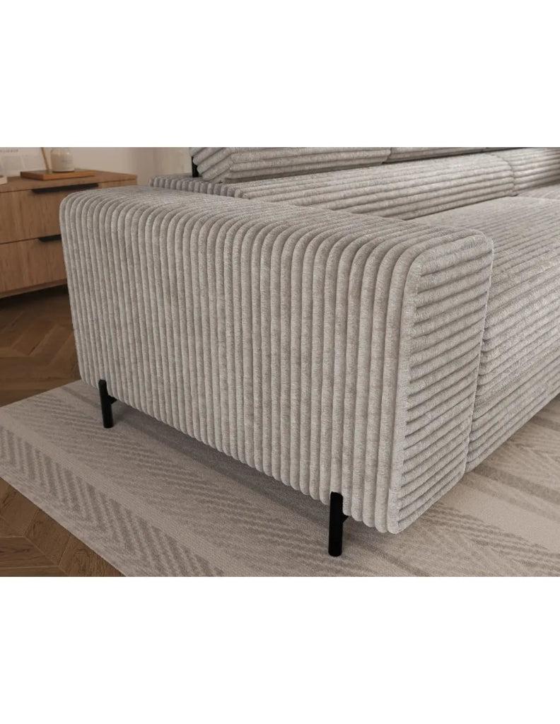 Divano ad angolo COLESIA convertibile 5 posti grigio velluto a coste – destro – 274x200cm