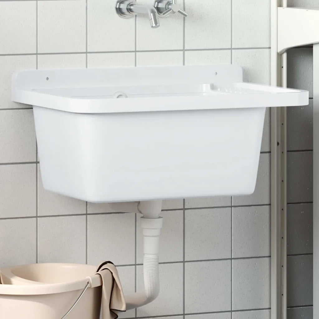 Lavandino di Servizio a Parete Bianco 60x40x28 cm in Resina 4002795