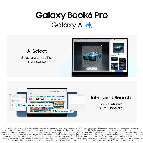 Samsung galaxy book6 pro copilot+ pc intel core ultra 7 356h computer portatile 35,6 cm (14") touch screen wqxga+ 16 gb lpddr5x-sdram 512 gb ssd wi-fi 7 (802.11be) windows 11 pro grigio - NP944XJG-KG1IT
