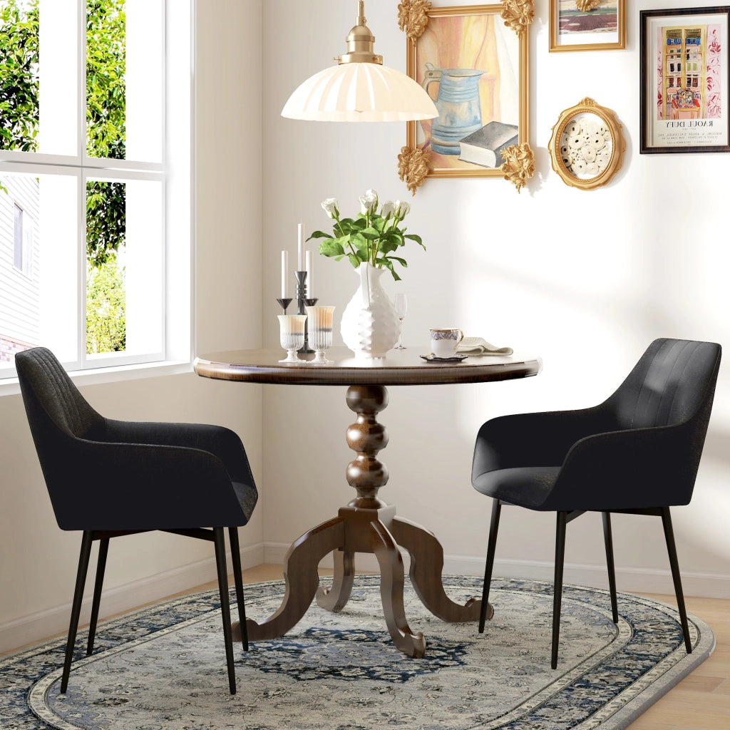 Sedia da Pranzo Scandinava ¨C Zephmum ¨C 2 Pezzi Struttura Metallo Nero