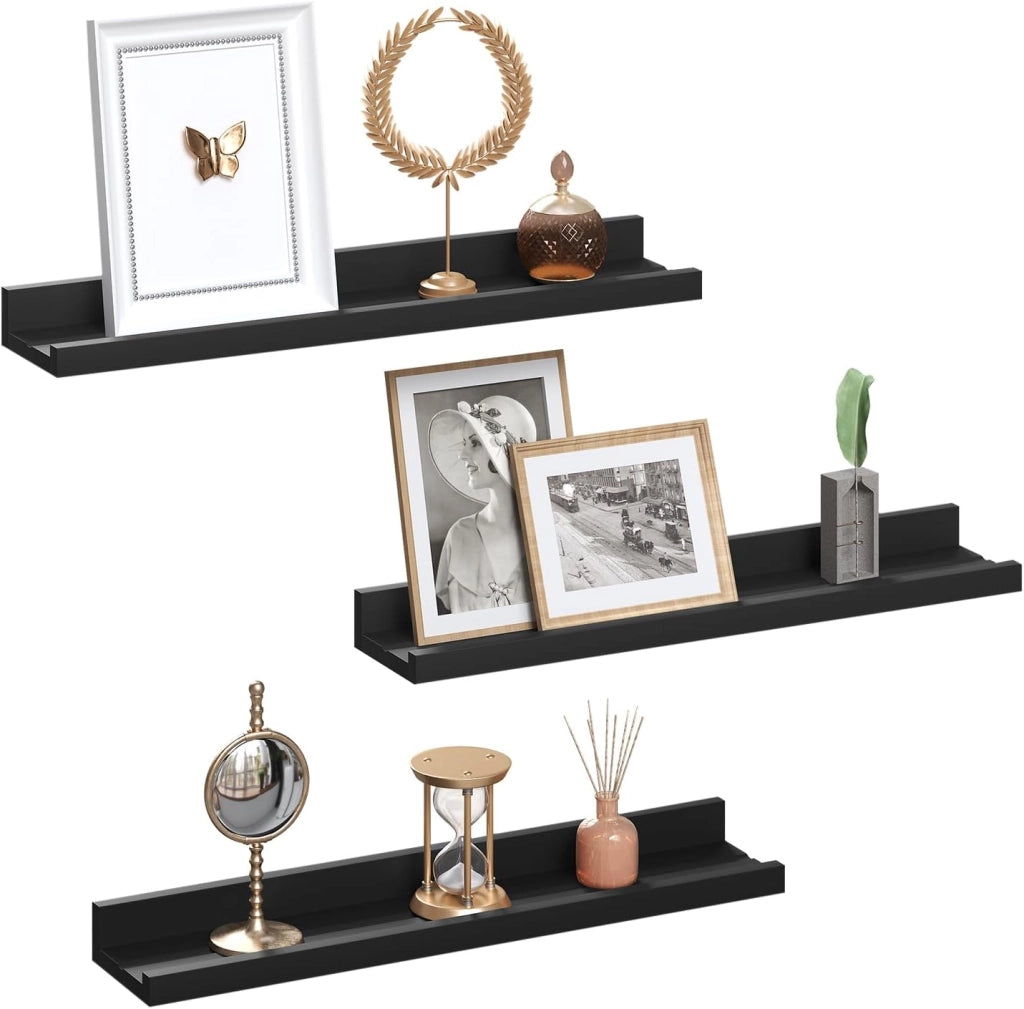 Set di 6 scaffali da Parete, per Foto, per Soggiorno, Camera da Letto, Bagno, Cucina, 60 x 5 x 12 cm