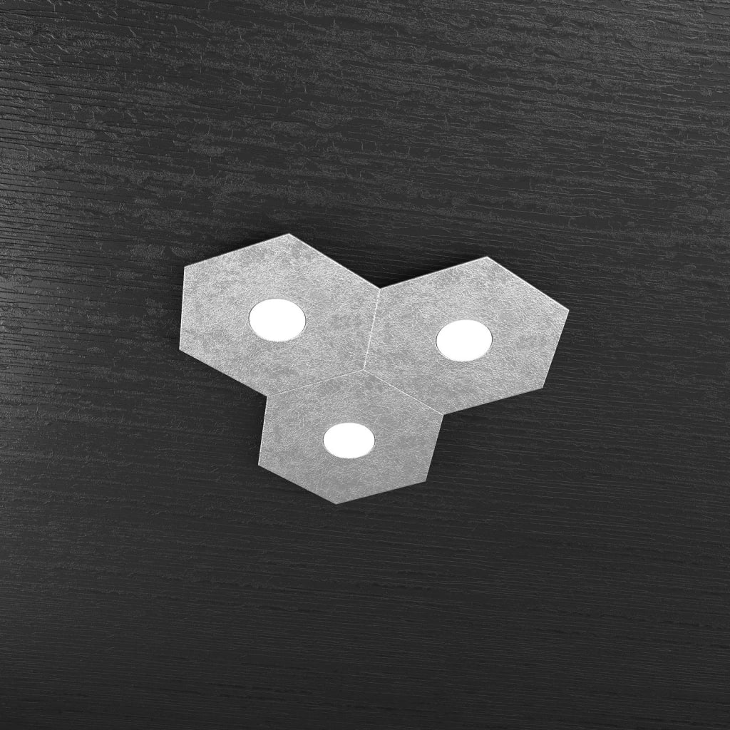 HEXAGON APPLIQUE-PLAFONIERA 3 LUCI FOGLIA ARGENTO 1142-3L-FA