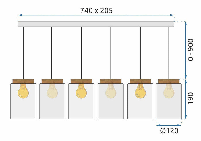 Lampada APP1813-6CP Frosted Grey