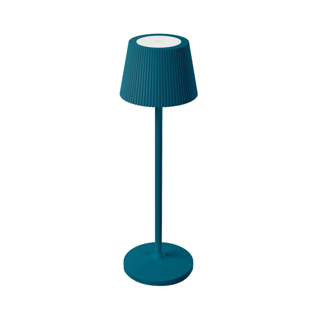 Lampada da tavolo led ricaricabile IP54 colore blu petrolio mod. Emmamini