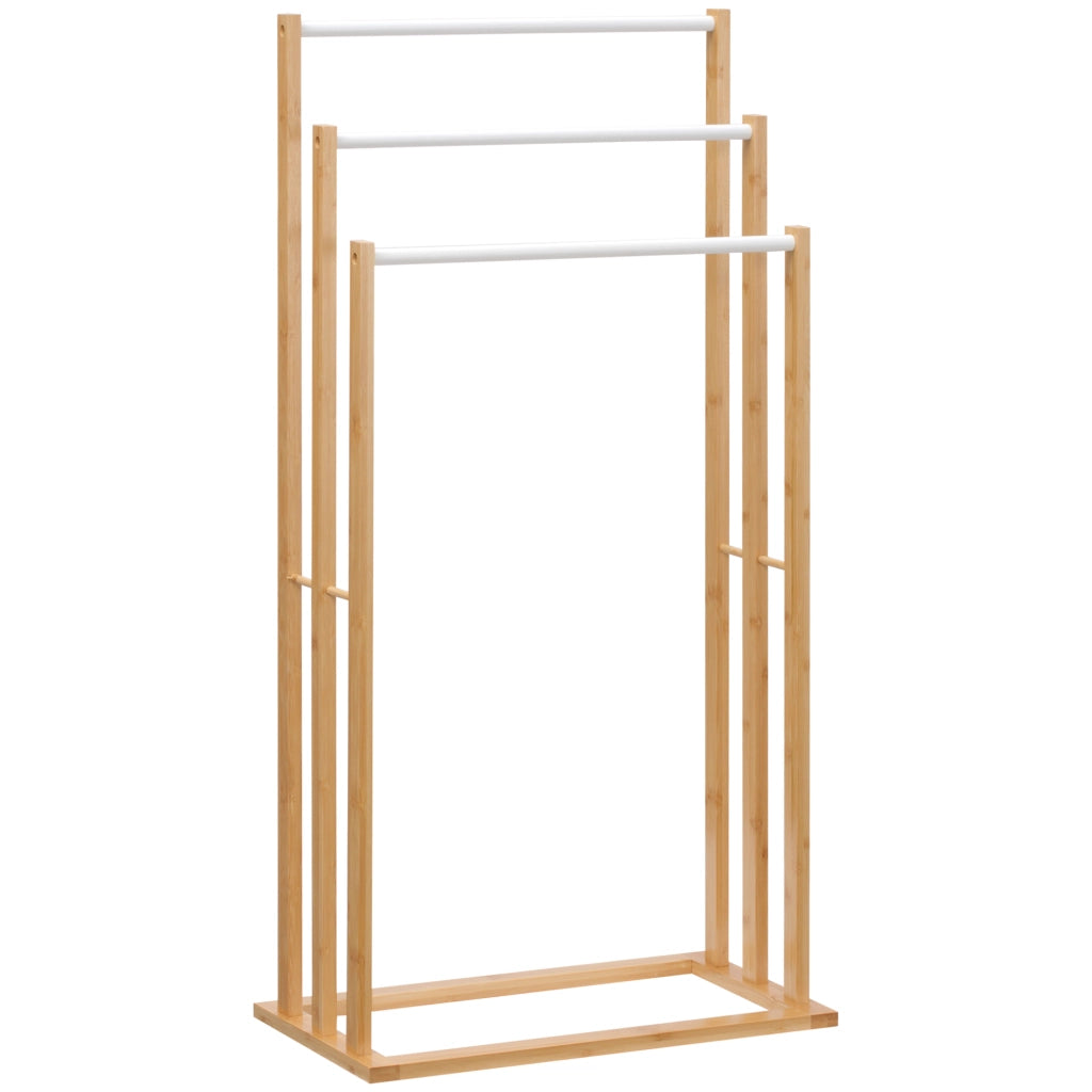 EasyComfort Portasciugamani a 3 Sbarre in Bambù , Design Leggero e Portatile, 48x25.8x94 cm, color Legno