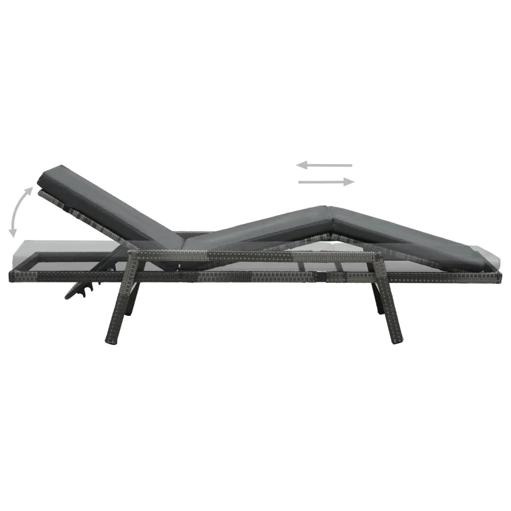 Lettino prendisole sedia a sdraio lettino prendisole letto da giardino mobili da esterno per patio con cuscino resina intrecciata grigia 02_0012509
