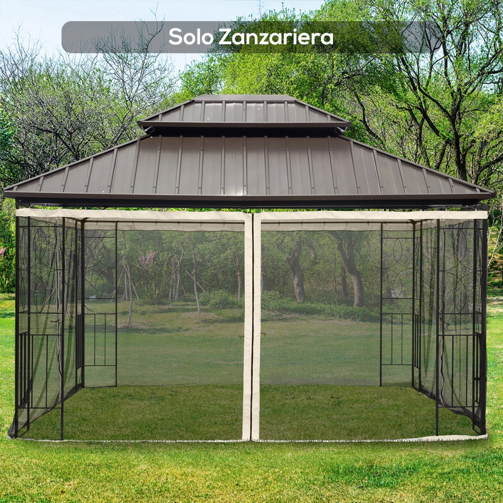 Tenda Zanzariera per Gazebo ¨C zephmum ¨C Nero e Beige 335x207cm