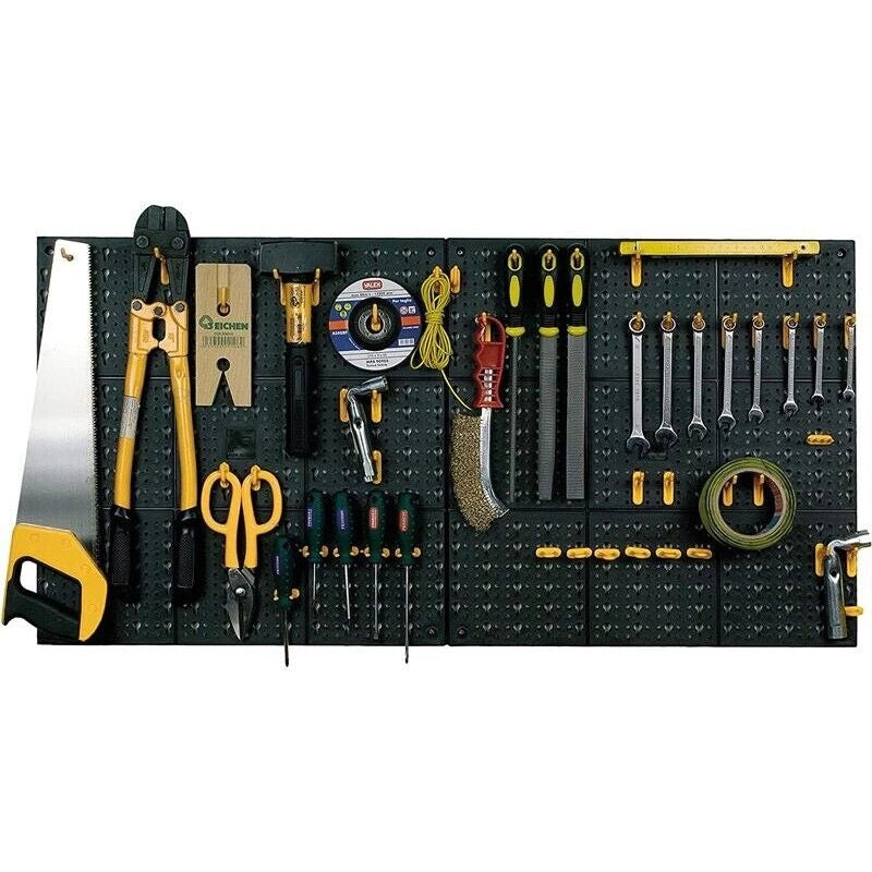 SET DI 2 PANNELLI PORTA ATTREZZI DA PARETE CON GANCI INCLUSI RESISTENTE, INALTERABILE, LAVABILE 50 X 50 CM MADE IN ITALY