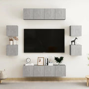 Set di Mobili Porta TV 8 pz Grigio Cemento in Legno Multistrato 3079066