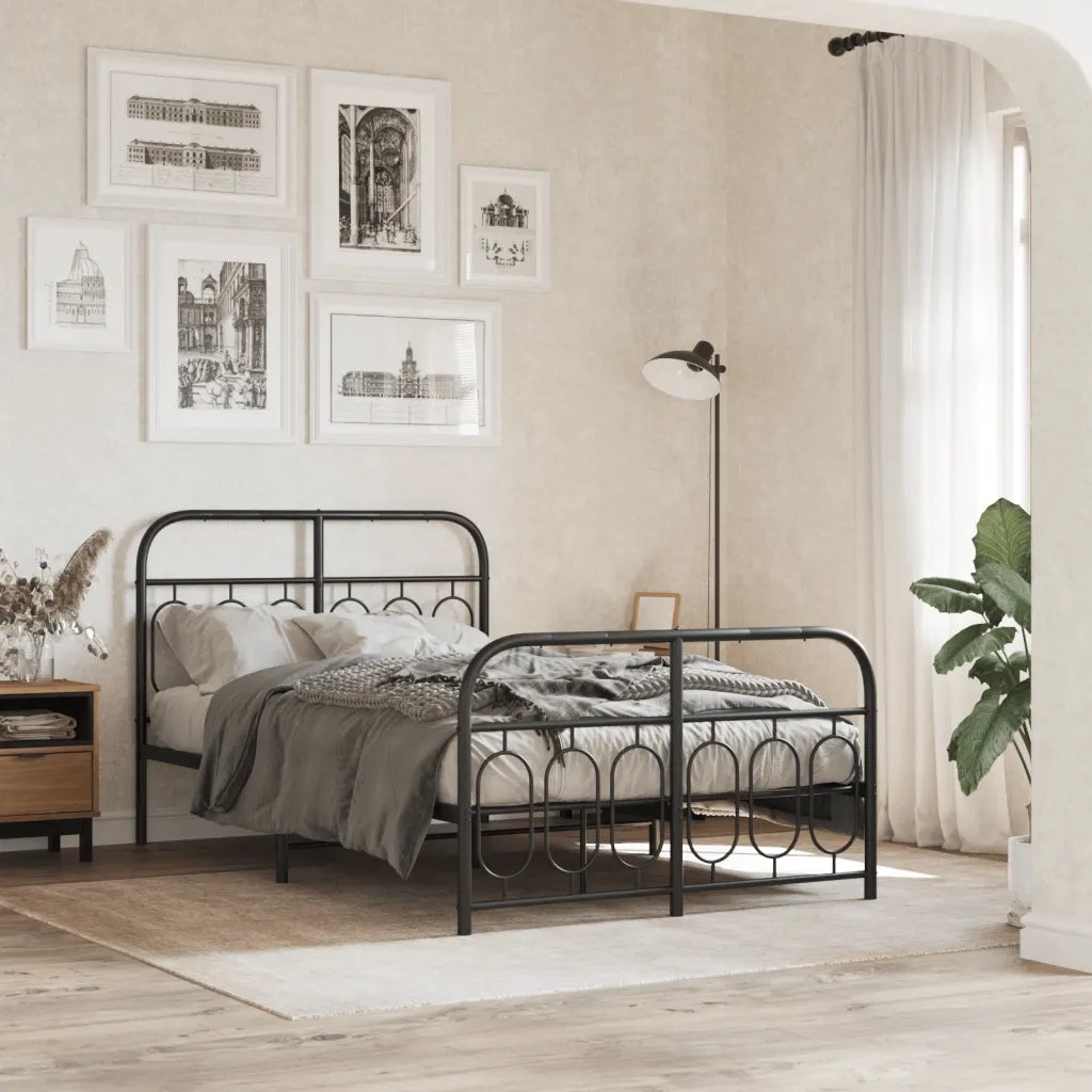 vidaXL Giroletto con Testiera e Pediera Metallo Nero 120x200 cm