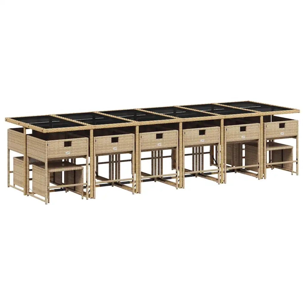 Set da Pranzo da Giardino 17 pz con Cuscini Beige in Polyrattan 3211366